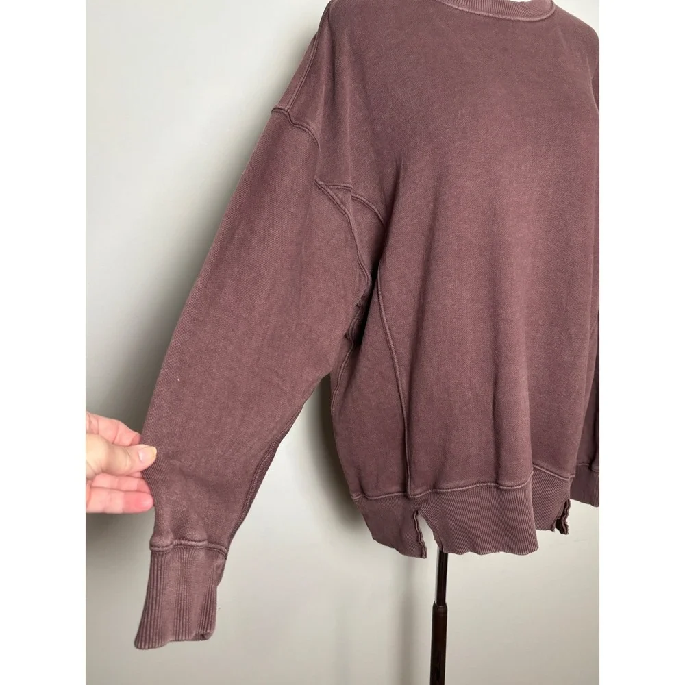 Aerie Oversized Crewneck Sweatshirt M Slouchy Distressed Earthy Cozy Pullover - Picture 2 of 10